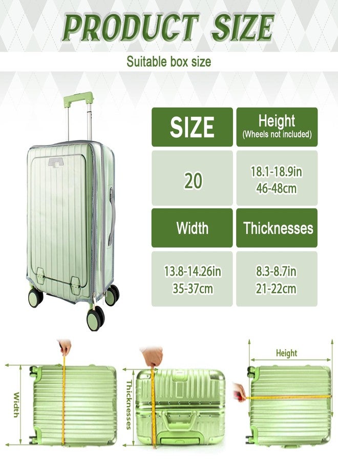 TAZKZZY Clear PVC Suitcase Cover Protector, Carry on Luggage Protective Covers for Wheeled Suitcase Waterproof Dustproof Anti-scratch, Special Designed for 20" Luggage with Front Open Pocket, No Disassembly - Image 2